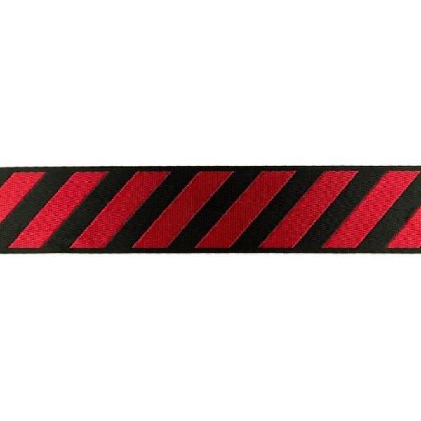 Gurtband 4 cm breit mit Streifen Schwarz/Rot glänzend
